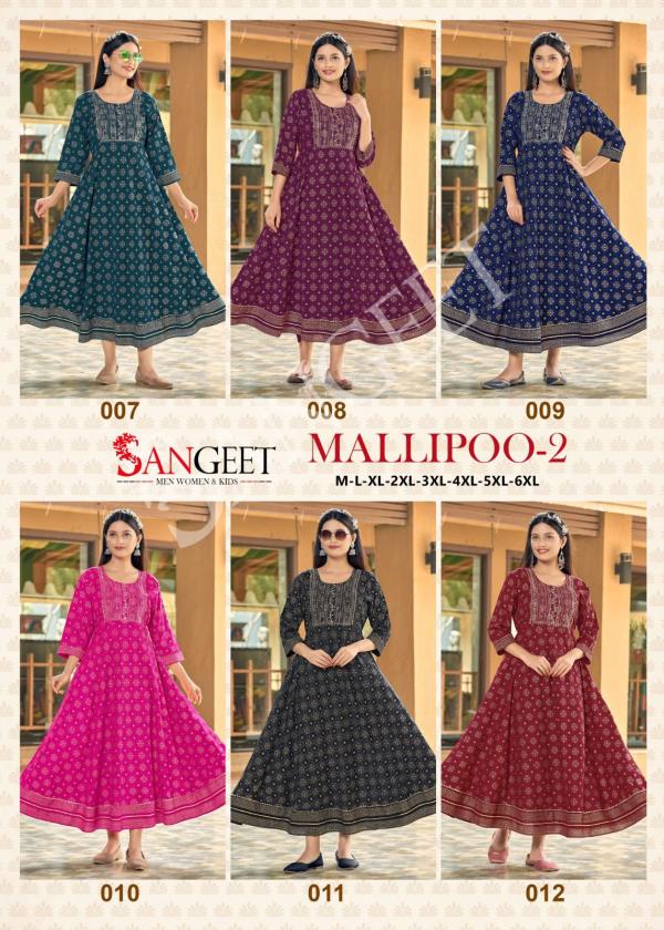 Sangeet Mallipoo 2 New Fancy Long Anarkali Kurti Collection